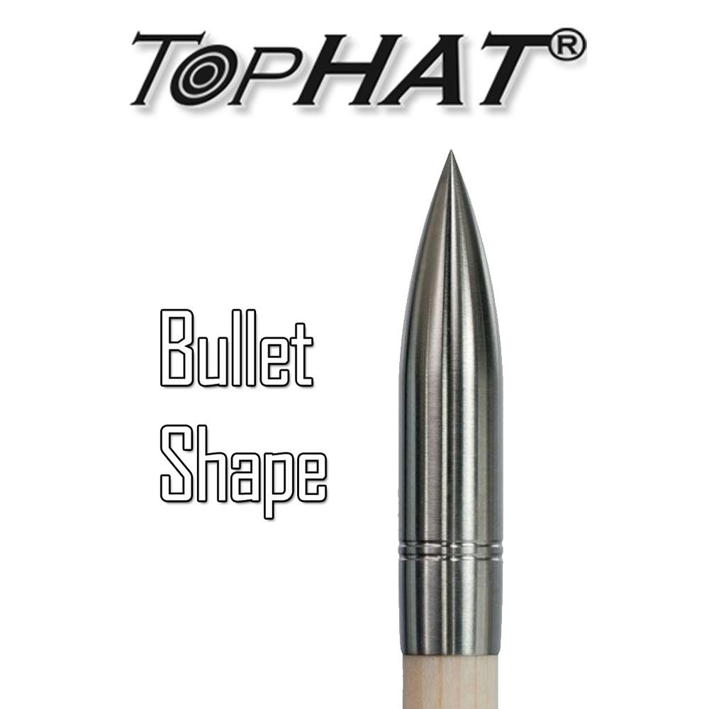 12 Arrow Head 11/32 100 GN Top Hat 3D Steel Gunmetal Tophat Tip Archery 