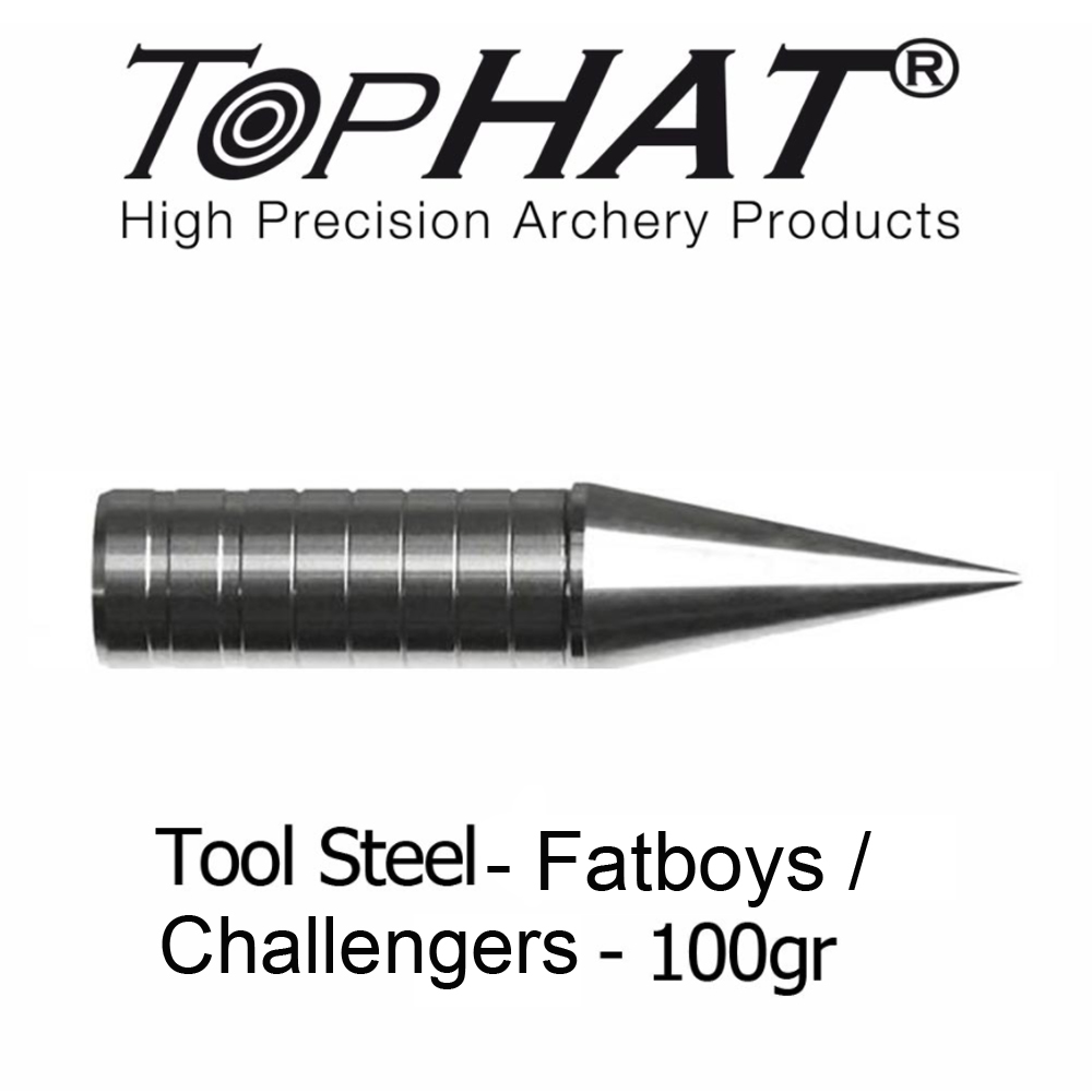 12 Arrow Head 11/32 100 GN Top Hat 3D Steel Gunmetal Tophat Tip Archery 